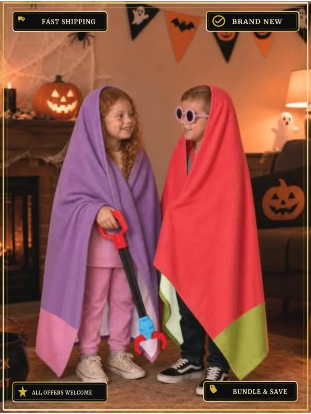 Kids Dog Granny Costume Set 4 Pc Blanket Sunglasses Grabber Pretend Play